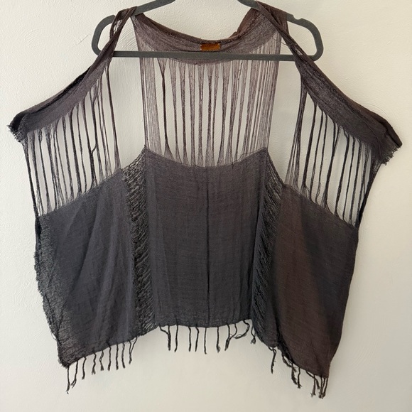 Caravana Tulum Plum Open Knit Gauze Boho Festival Desert Coachella Cardigan OS - Picture 3 of 11